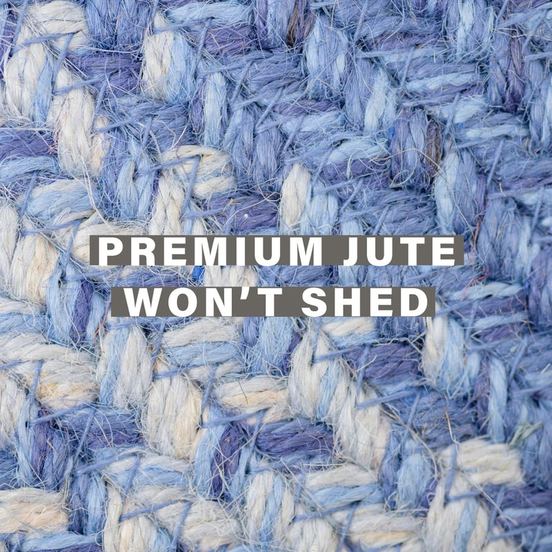 Homespice 20x30â€ Blue Rectangular Braided Rug. Denim Blue and White Jute Rug. Uses- Entryway, Kitchen Rugs, Bathroom Rugs. Reversible, Rustic, Country, Primitive, Farmhouse Decor Rug - Image 4